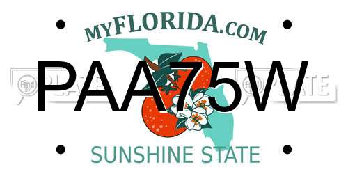 PAA75W Florida License Plate