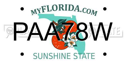 PAA78W Florida License Plate