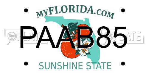 PAAB85 Florida License Plate