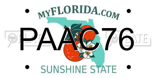 PAAC76 Florida License Plate