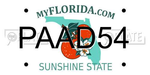 PAAD54 Florida License Plate