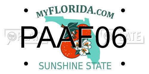 PAAF06 Florida License Plate