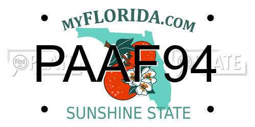 PAAF94 Florida License Plate