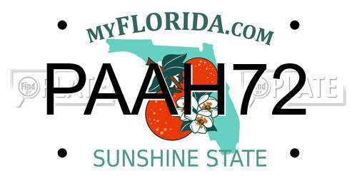 PAAH72 Florida License Plate