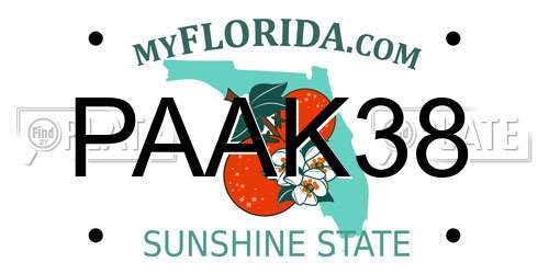 PAAK38 Florida License Plate