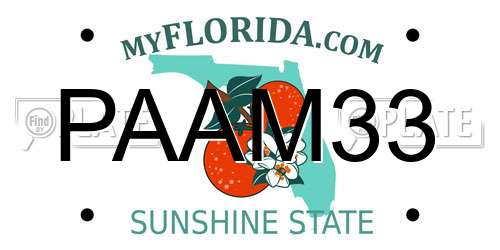 PAAM33 Florida License Plate
