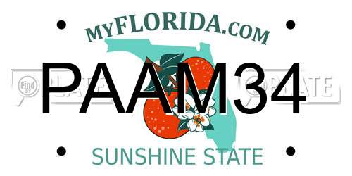 PAAM34 Florida License Plate