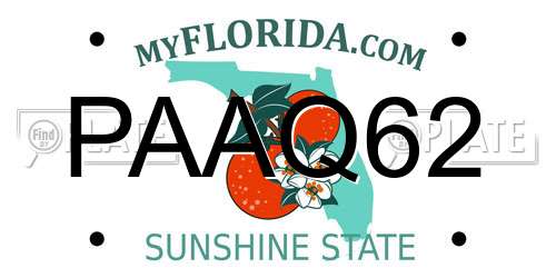 PAAQ62 Florida License Plate
