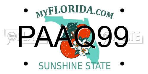 PAAQ99 Florida License Plate