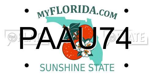 PAAU74 Florida License Plate