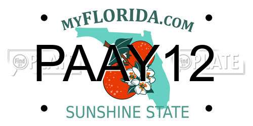PAAY12 Florida License Plate