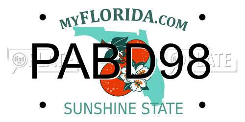 PABD98 Florida License Plate