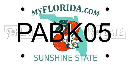 PABK05 Florida License Plate