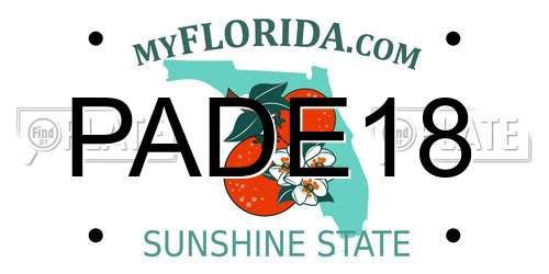 PADE18 Florida License Plate