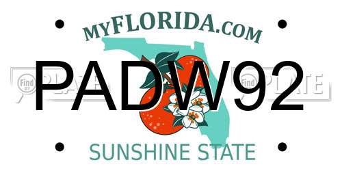 PADW92 Florida License Plate