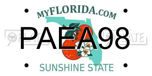 PAEA98 Florida License Plate