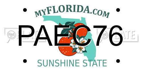 PAEC76 Florida License Plate