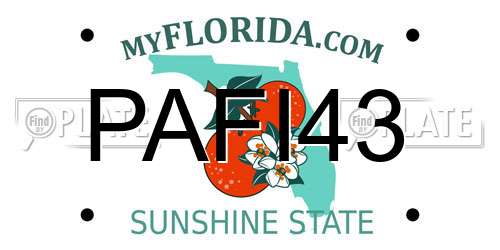 PAFI43 Florida License Plate