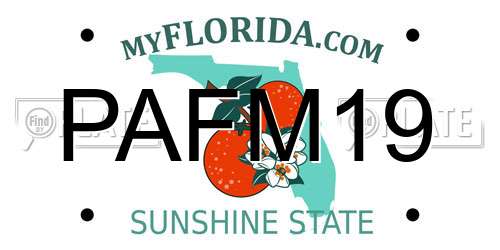 PAFM19 Florida License Plate