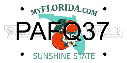 PAFQ37 Florida License Plate
