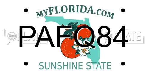 PAFQ84 Florida License Plate