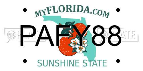 PAFY88 Florida License Plate