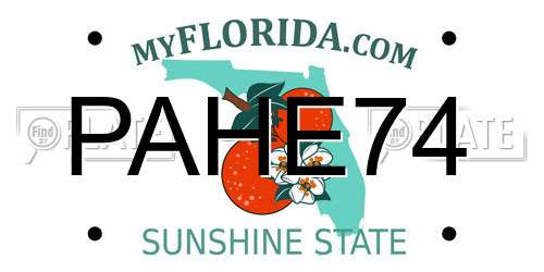 PAHE74 Florida License Plate