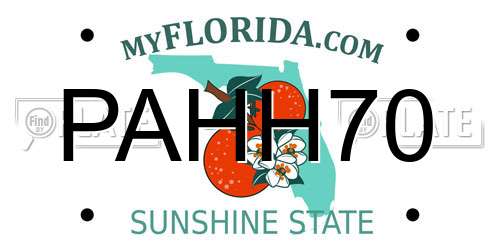 PAHH70 Florida License Plate