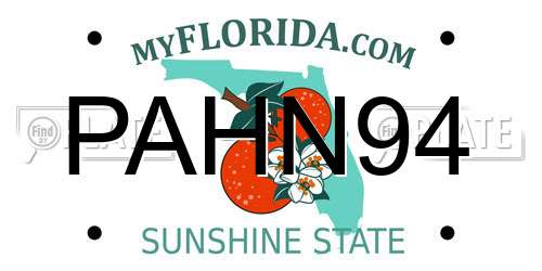 PAHN94 Florida License Plate