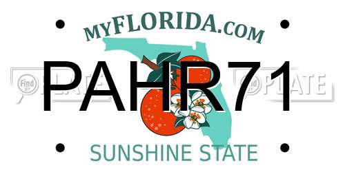 PAHR71 Florida License Plate