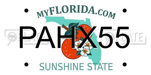 PAHX55 Florida License Plate