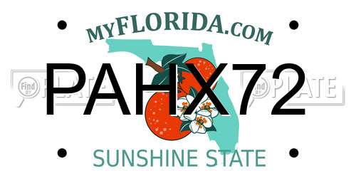 PAHX72 Florida License Plate