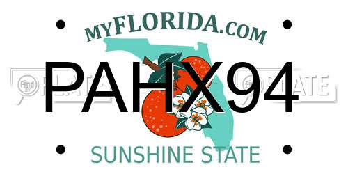 PAHX94 Florida License Plate