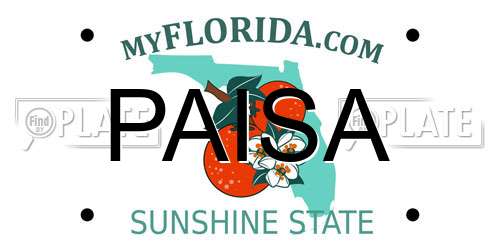 PAISA Florida License Plate