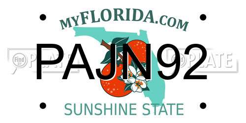PAJN92 Florida License Plate