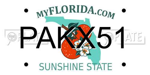 PAKX51 Florida License Plate