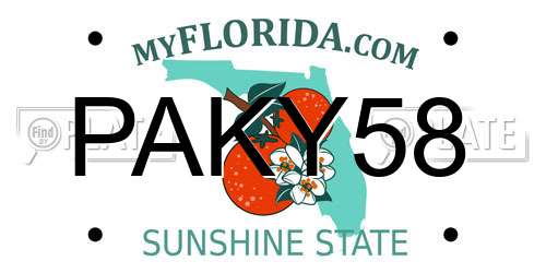 PAKY58 Florida License Plate