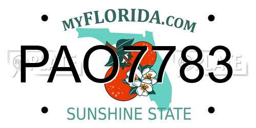 PAO7783 Florida License Plate
