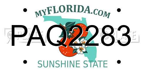 PAQ2283 Florida License Plate