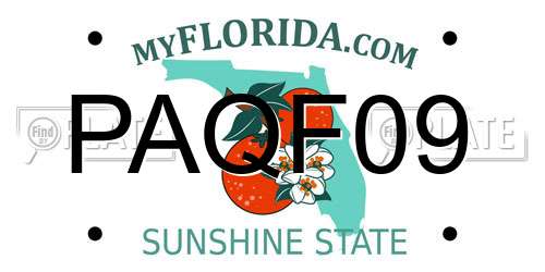 PAQF09 Florida License Plate