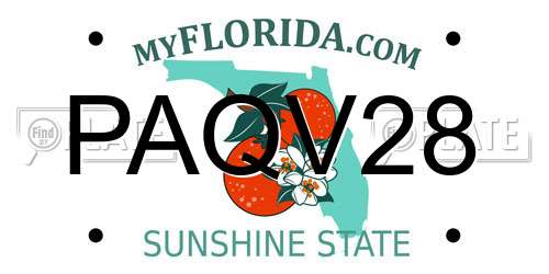 PAQV28 Florida License Plate
