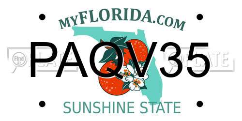 PAQV35 Florida License Plate