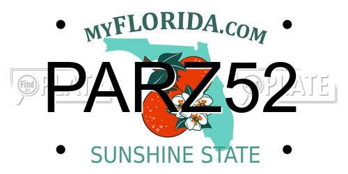 PARZ52 Florida License Plate