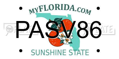 PASV86 Florida License Plate