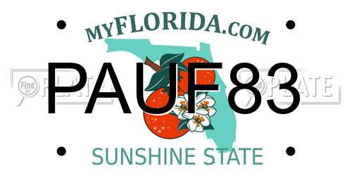 PAUF83 Florida License Plate