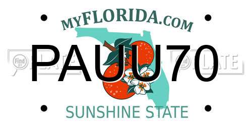 PAUU70 Florida License Plate