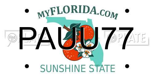 PAUU77 Florida License Plate