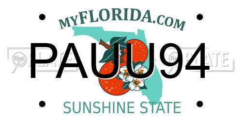 PAUU94 Florida License Plate