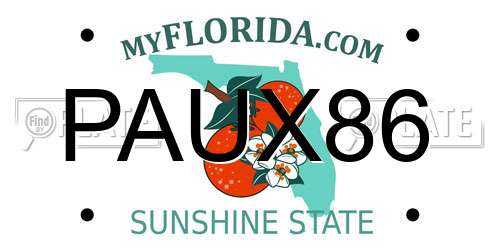 PAUX86 Florida License Plate