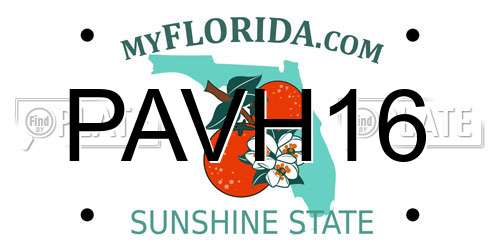 PAVH16 Florida License Plate